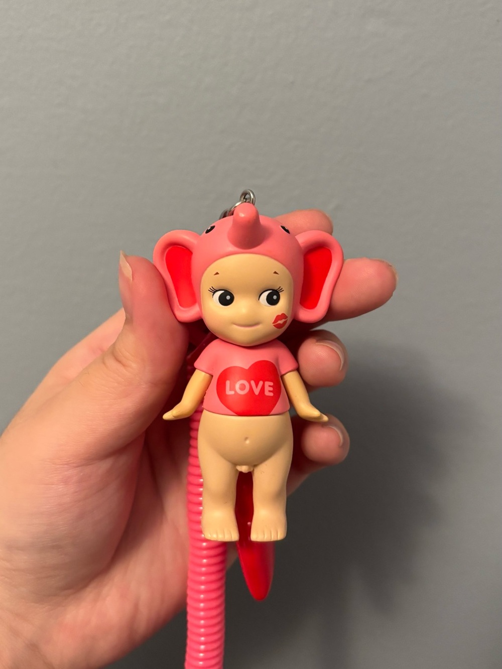 Pink Elephant Love Keychain Doll Accessory